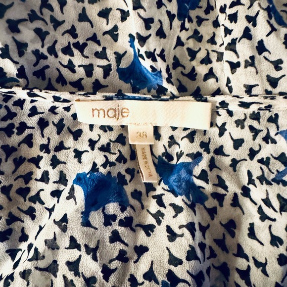 Maje Blue and White Floral Long Sleeve Dress - Picture 5 of 6